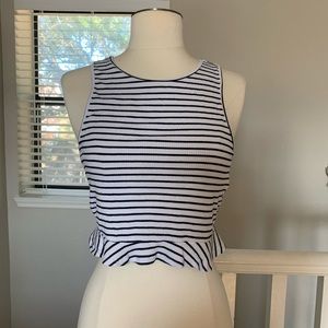 Forever21 Striped Black and White Crop Top